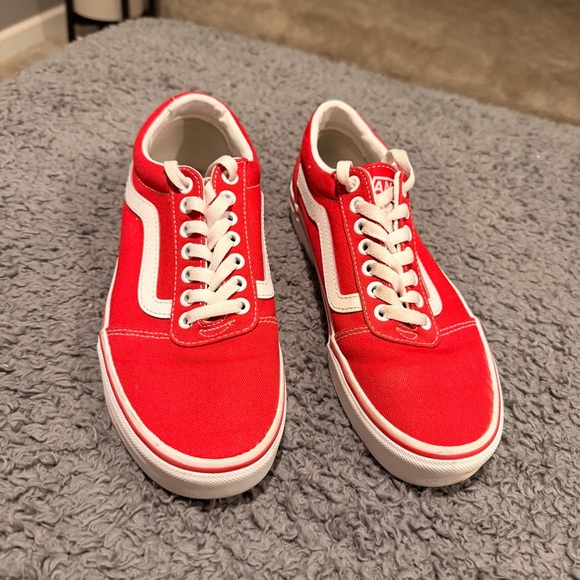 Vans Red and White Sneakers Women’s 9 - Picture 2 of 7